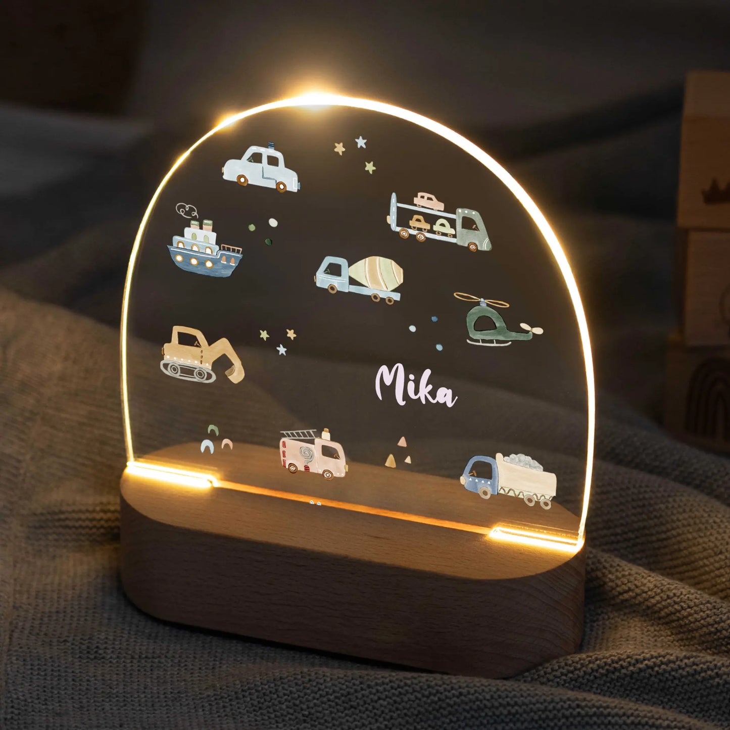 LED Nachtlicht Kinder personalisiert - Fahrzeuge