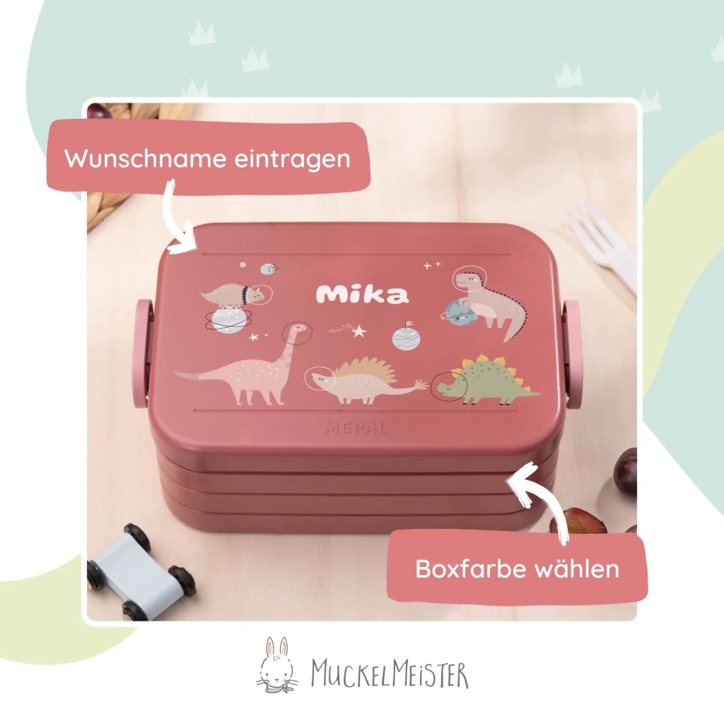 Mepal Brotdose personalisiert - Bento - "Dinos Weltraum"