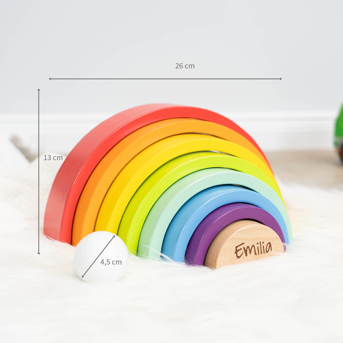 Montessori Spielzeug - Regenbogen Holzbausteine mit Kugel