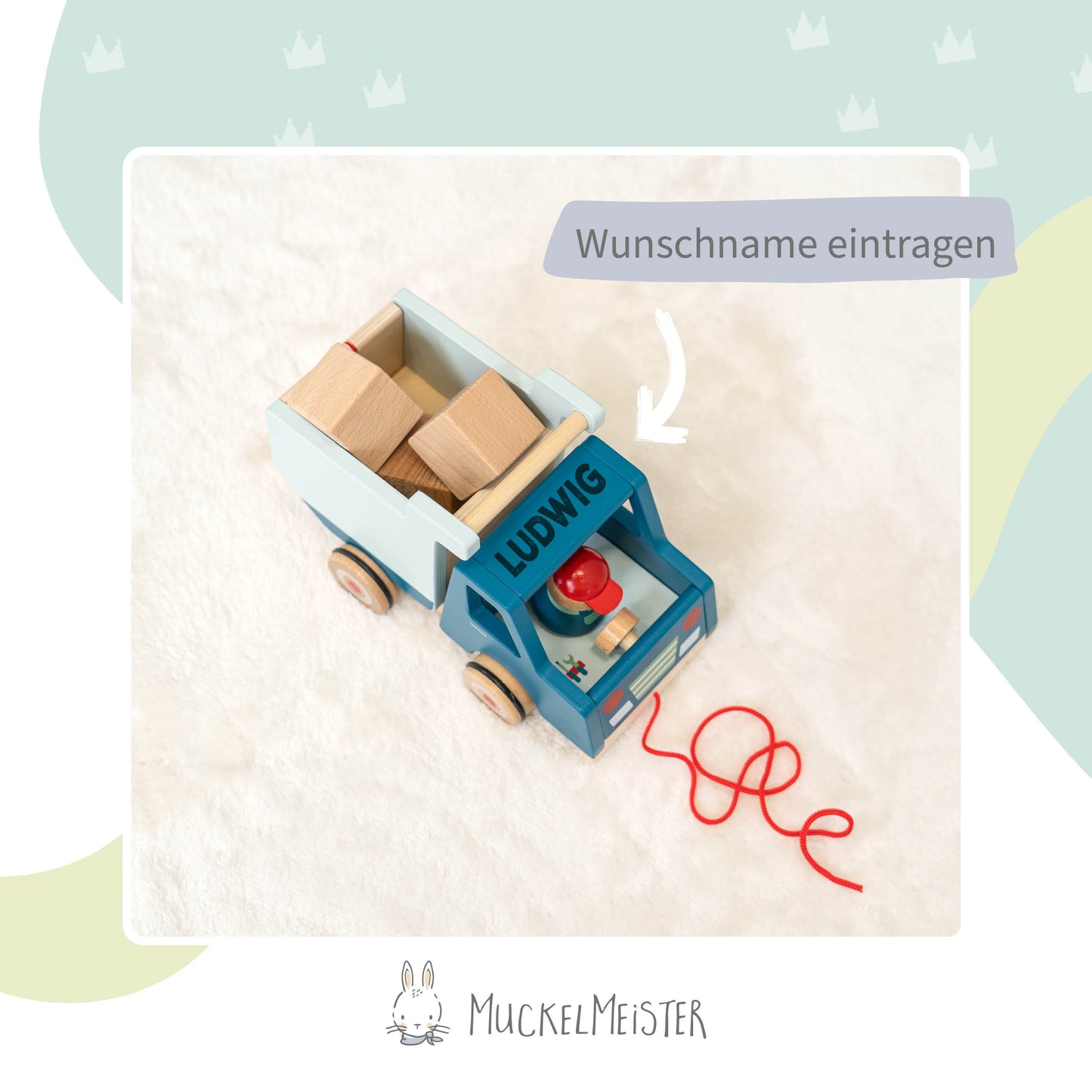 Kipplaster Spielzeug aus Holz - Personalisierbar