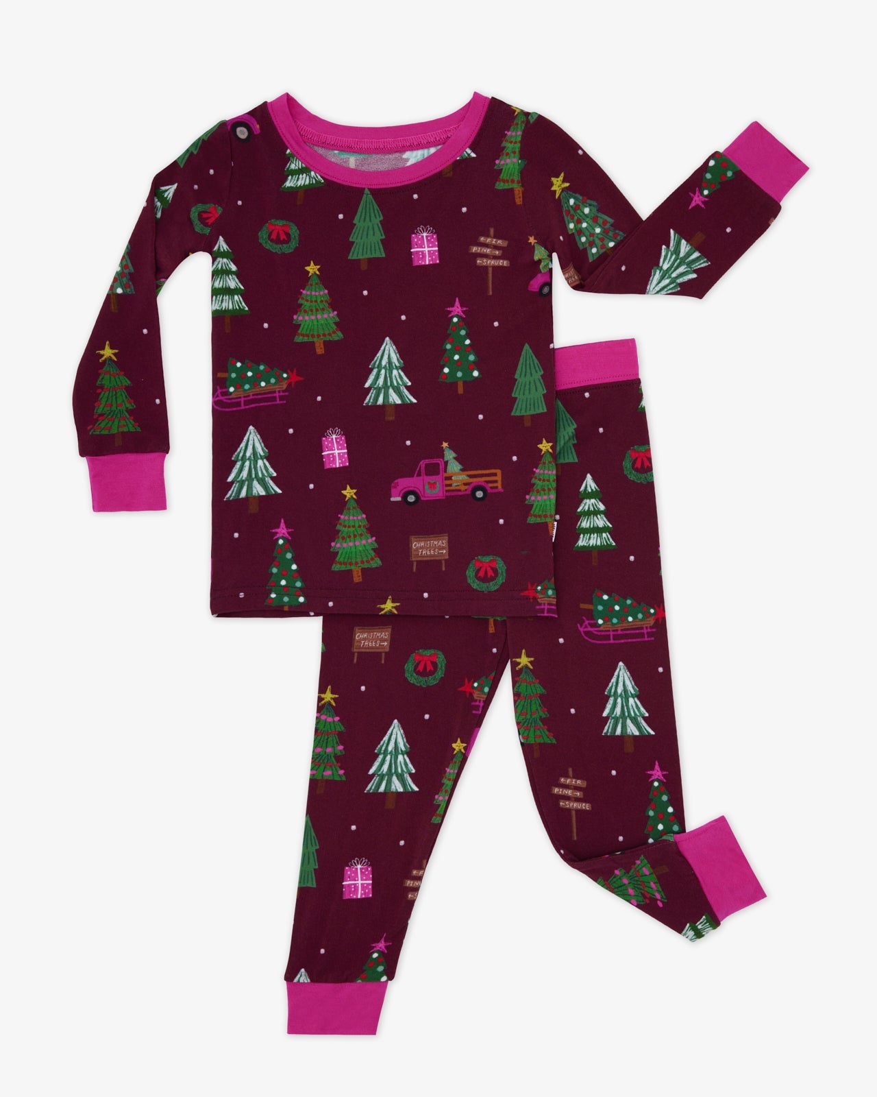 Cranberry Tree Traffic Two-Piece Pajama Set