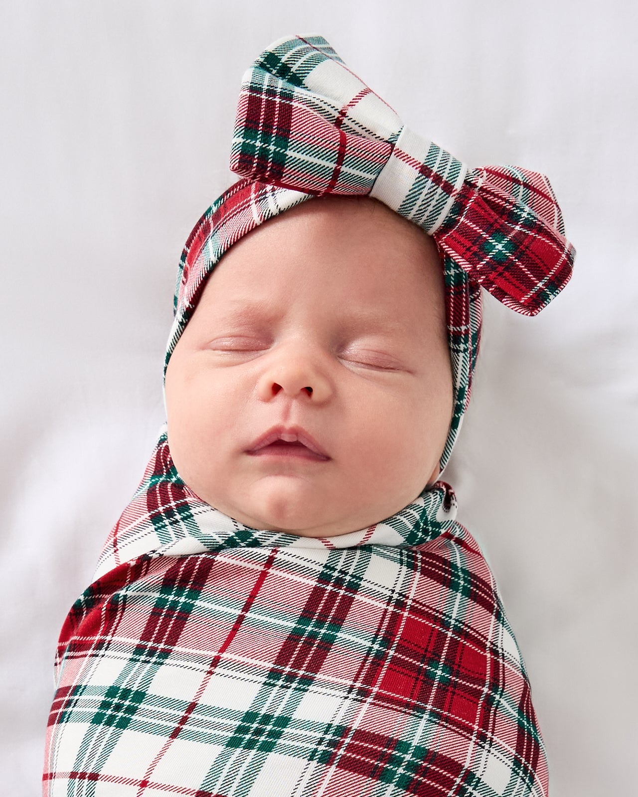 Holly Plaid Swaddle & Luxe Bow Headband Set