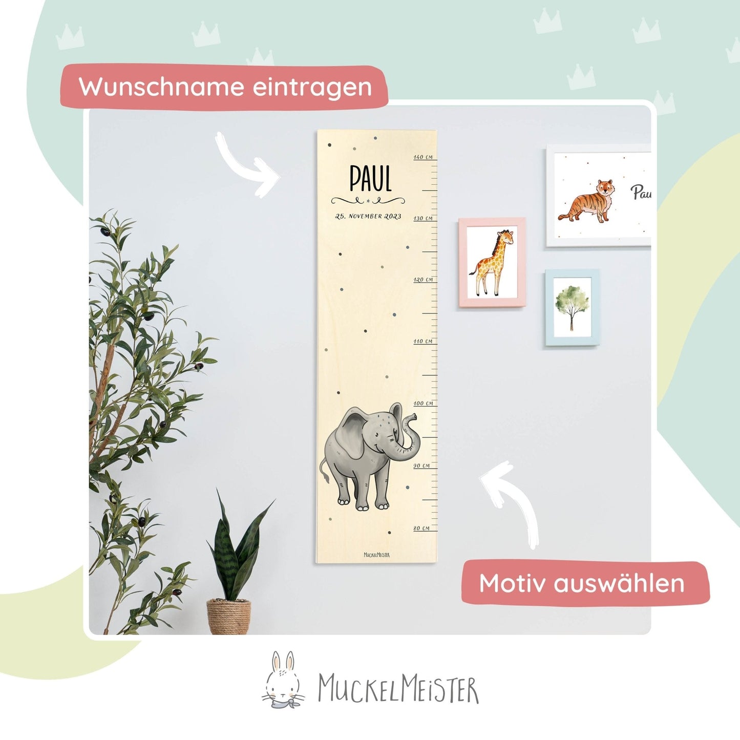 Messlatte Kinder Holz - Muckelfreunde