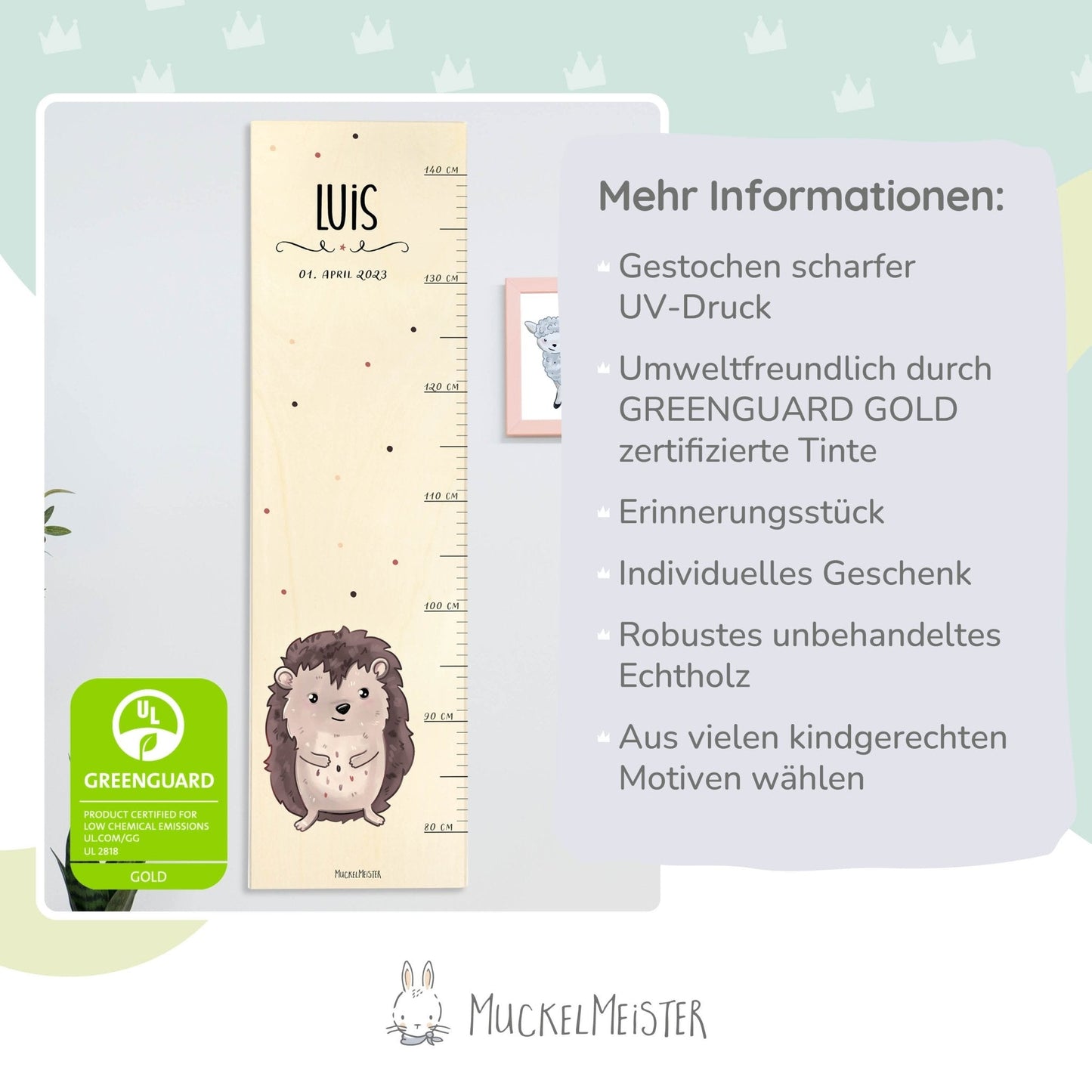 Messlatte Kinder Holz - Muckelfreunde
