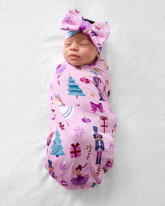 Nutcracker Ballet Swaddle & Luxe Bow Headband Set