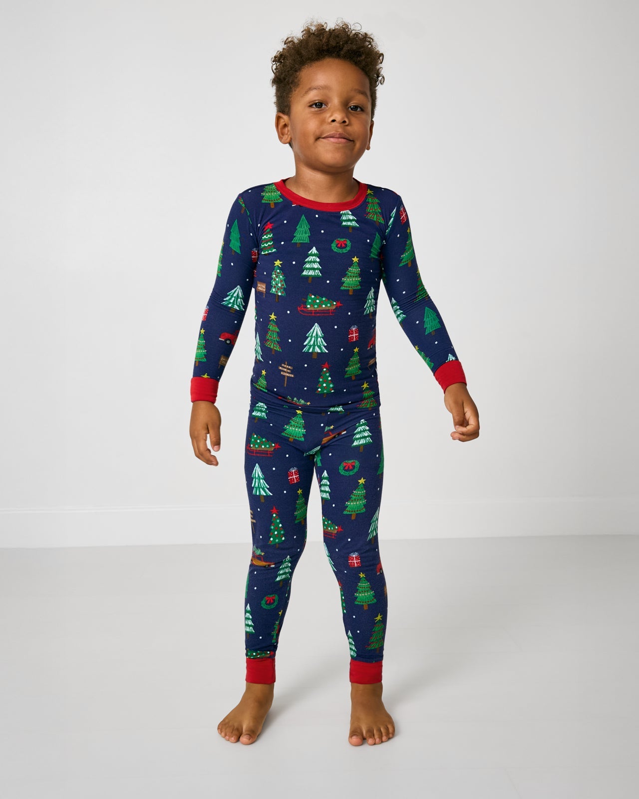 Navy Tree Traffic Two-Piece Pajama Set
