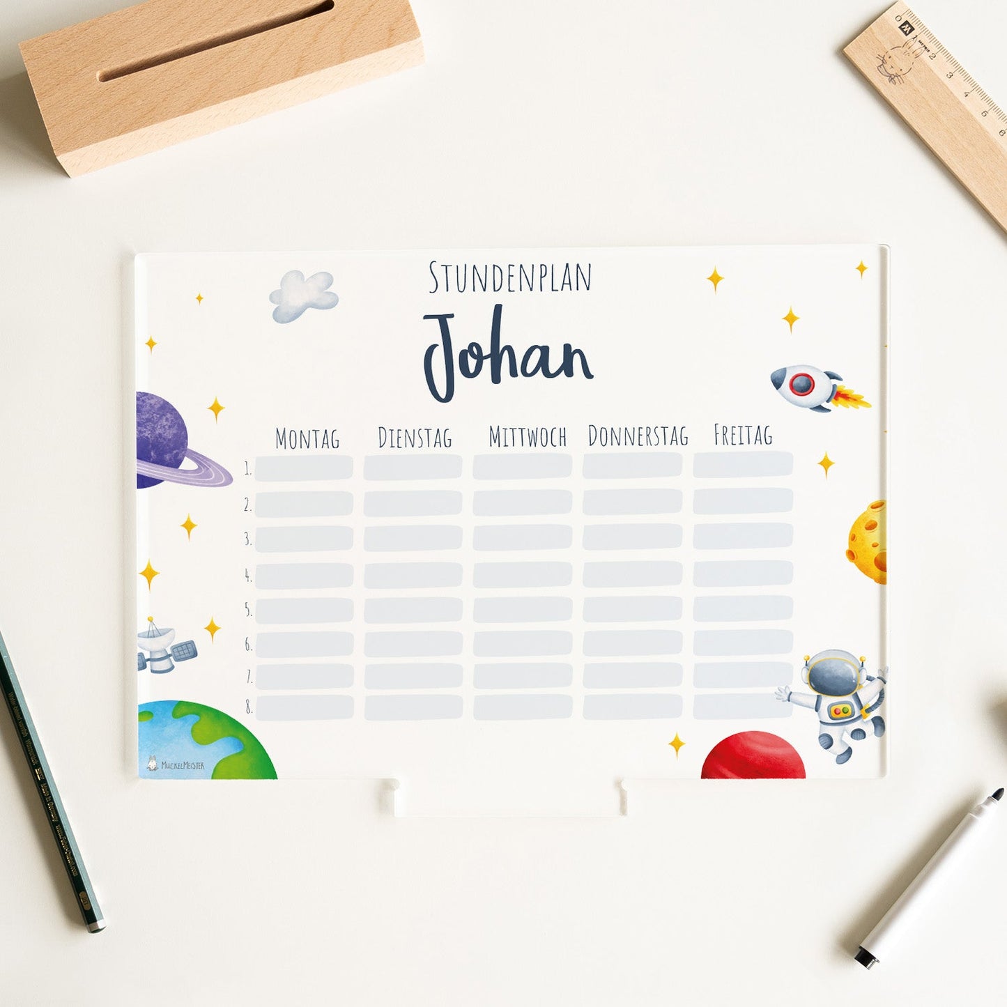 Stundenplan abwischbar personalisiert - Astronaut