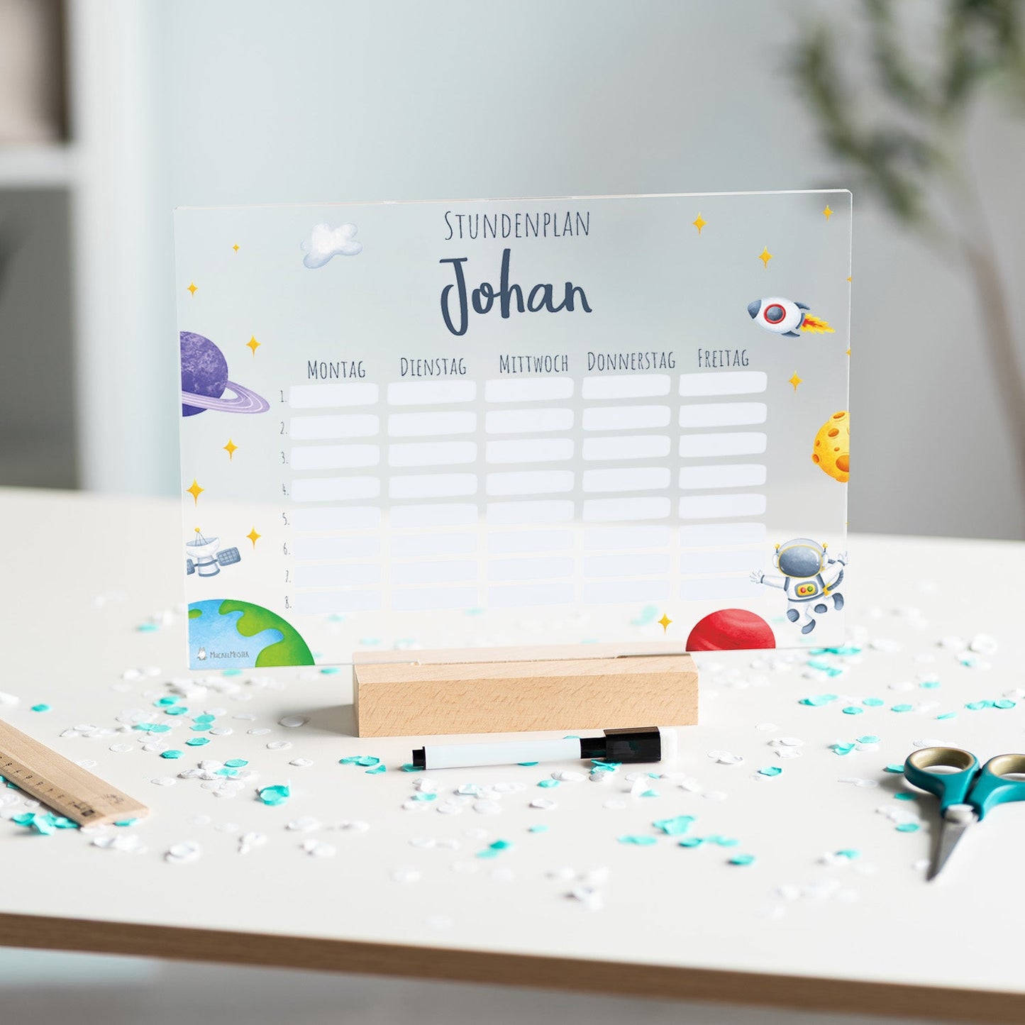 Stundenplan abwischbar personalisiert - Astronaut