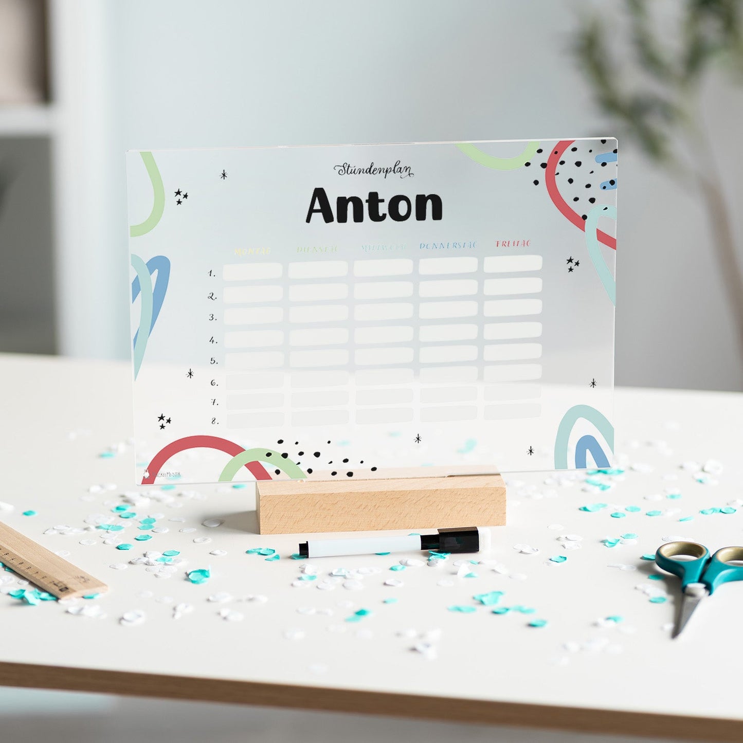 Stundenplan abwischbar personalisiert - Bunt
