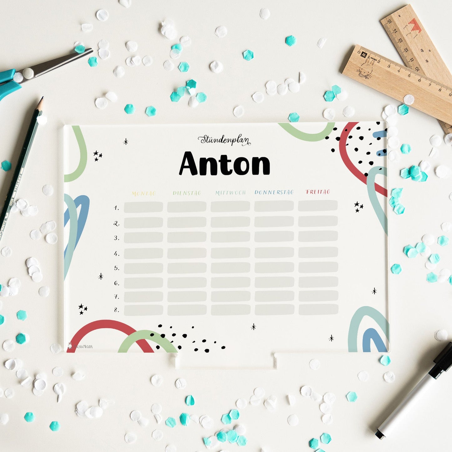 Stundenplan abwischbar personalisiert - Bunt