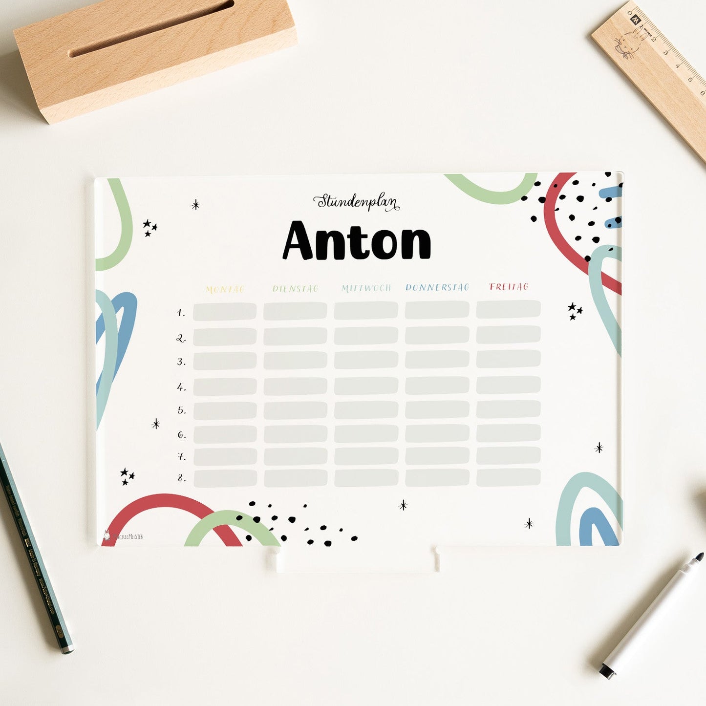 Stundenplan abwischbar personalisiert - Bunt
