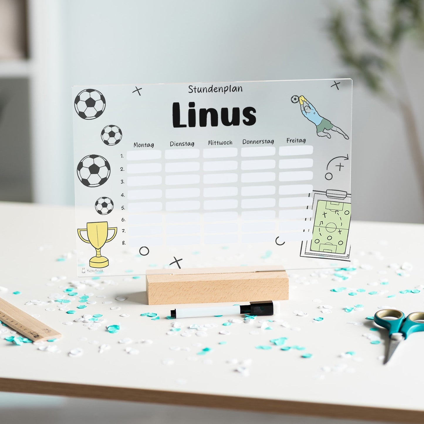 Stundenplan abwischbar personalisiert - Fussball