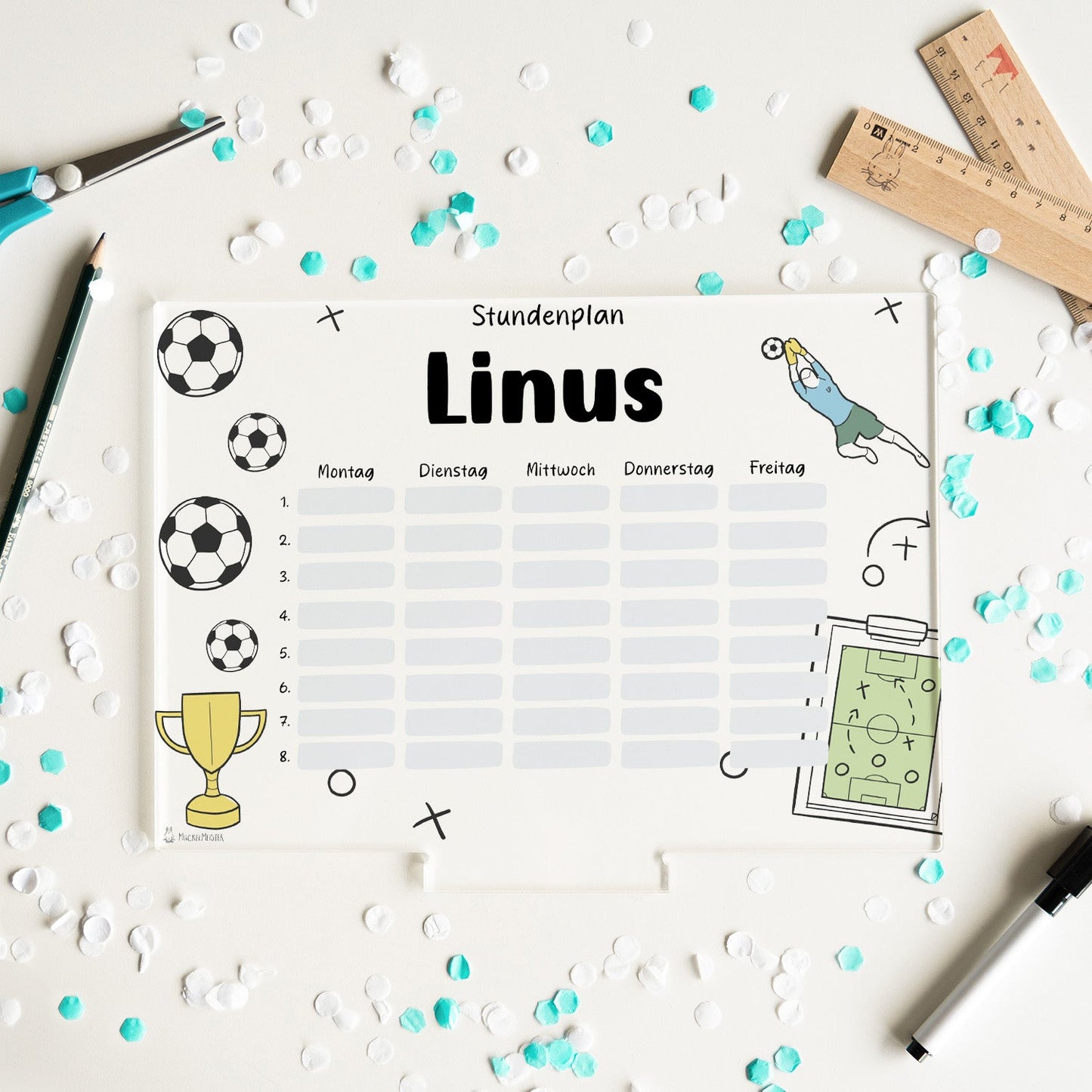 Stundenplan abwischbar personalisiert - Fussball