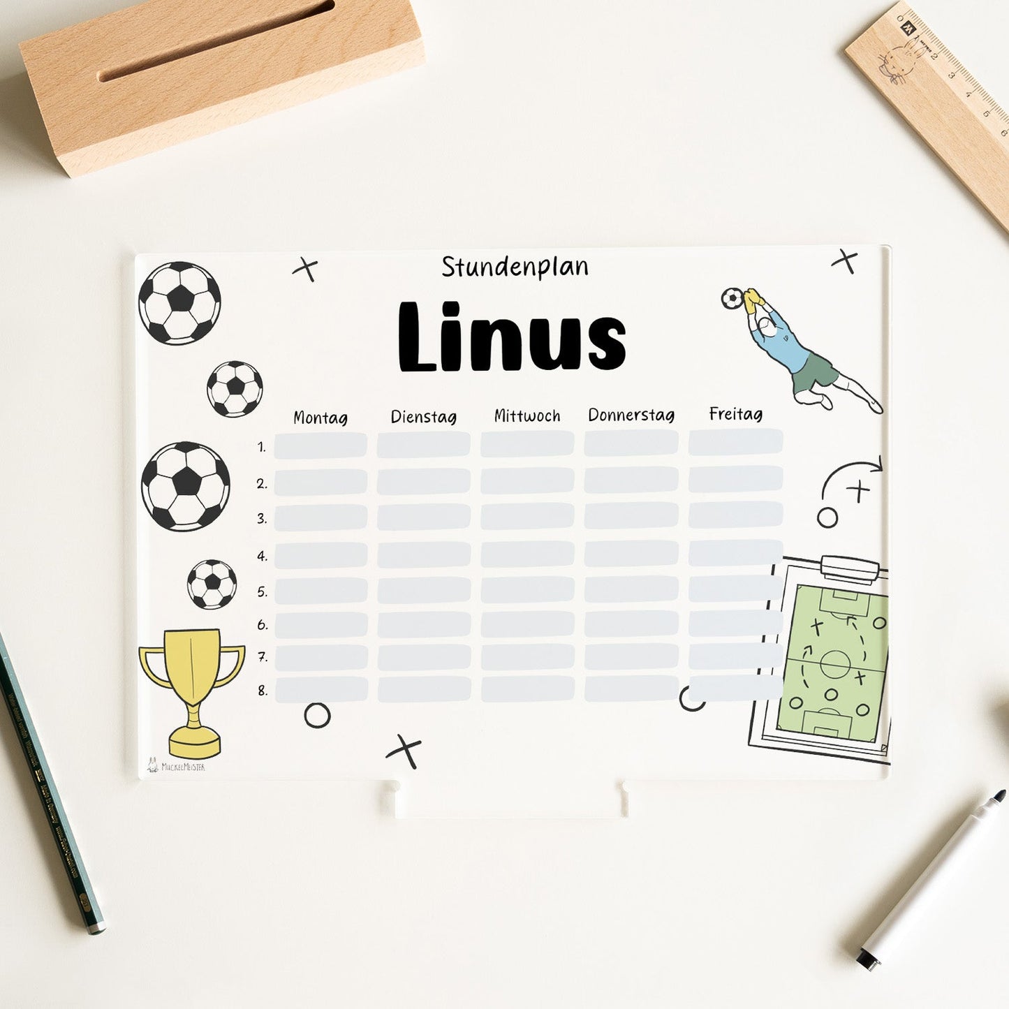 Stundenplan abwischbar personalisiert - Fussball