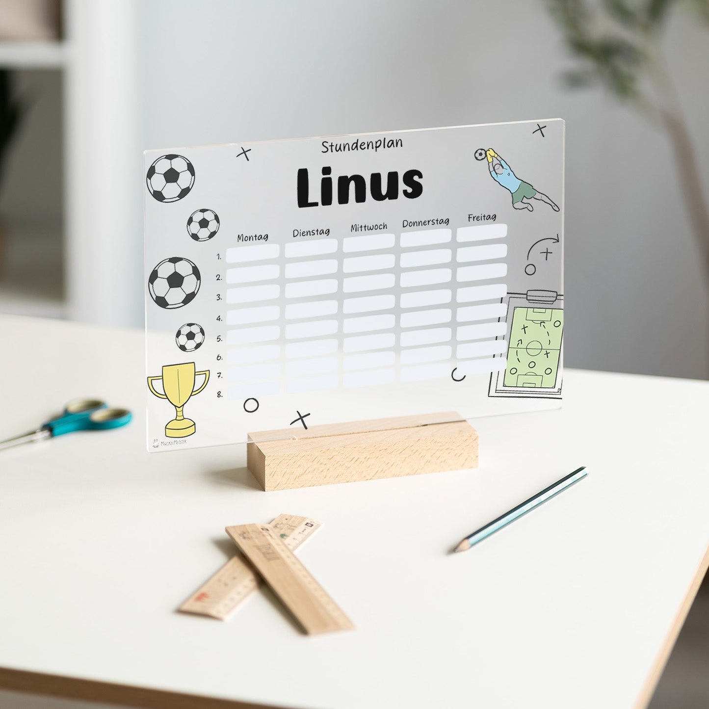 Stundenplan abwischbar personalisiert - Fussball