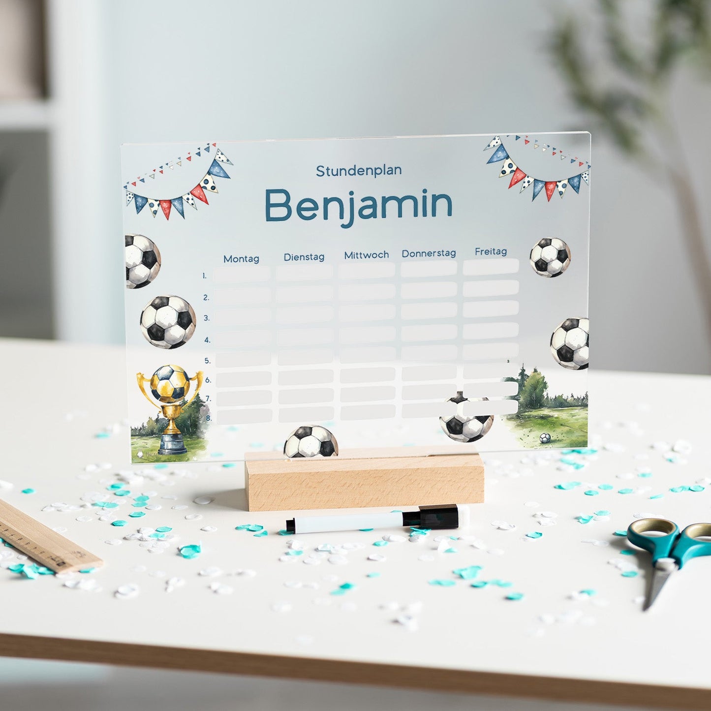 Stundenplan abwischbar personalisiert - Fussballplatz