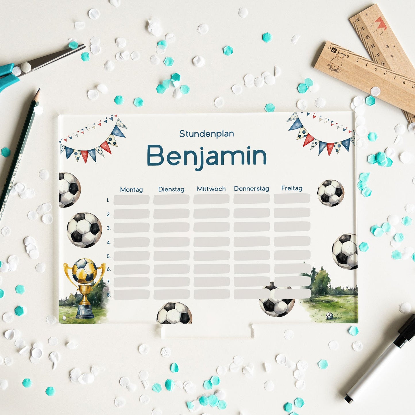 Stundenplan abwischbar personalisiert - Fussballplatz