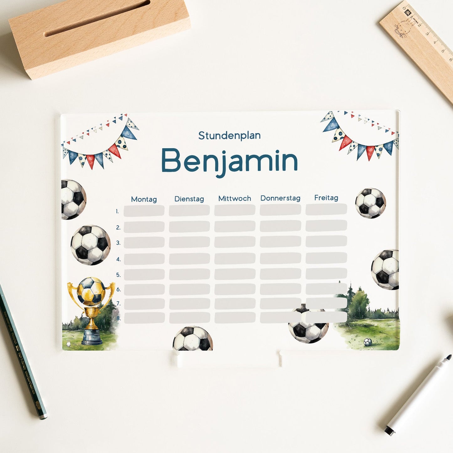 Stundenplan abwischbar personalisiert - Fussballplatz