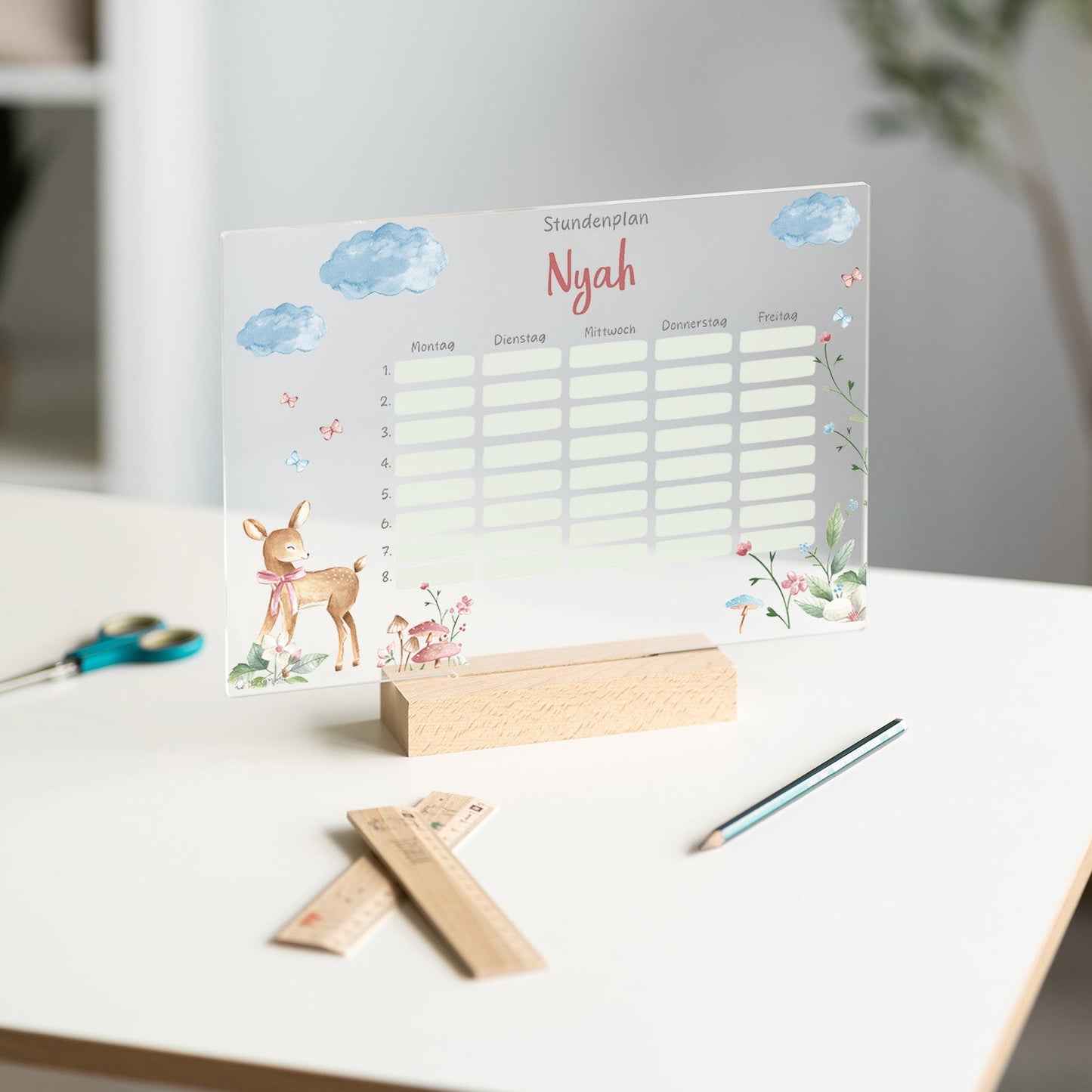 Stundenplan abwischbar personalisiert - Reh