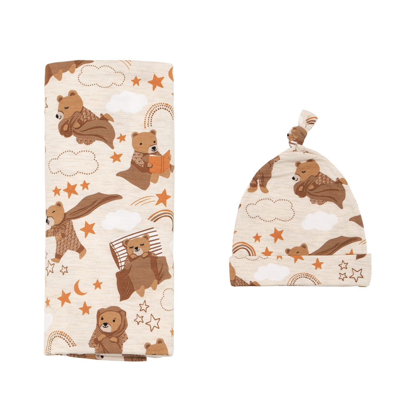 Beary Sleepy Swaddle & Hat Set