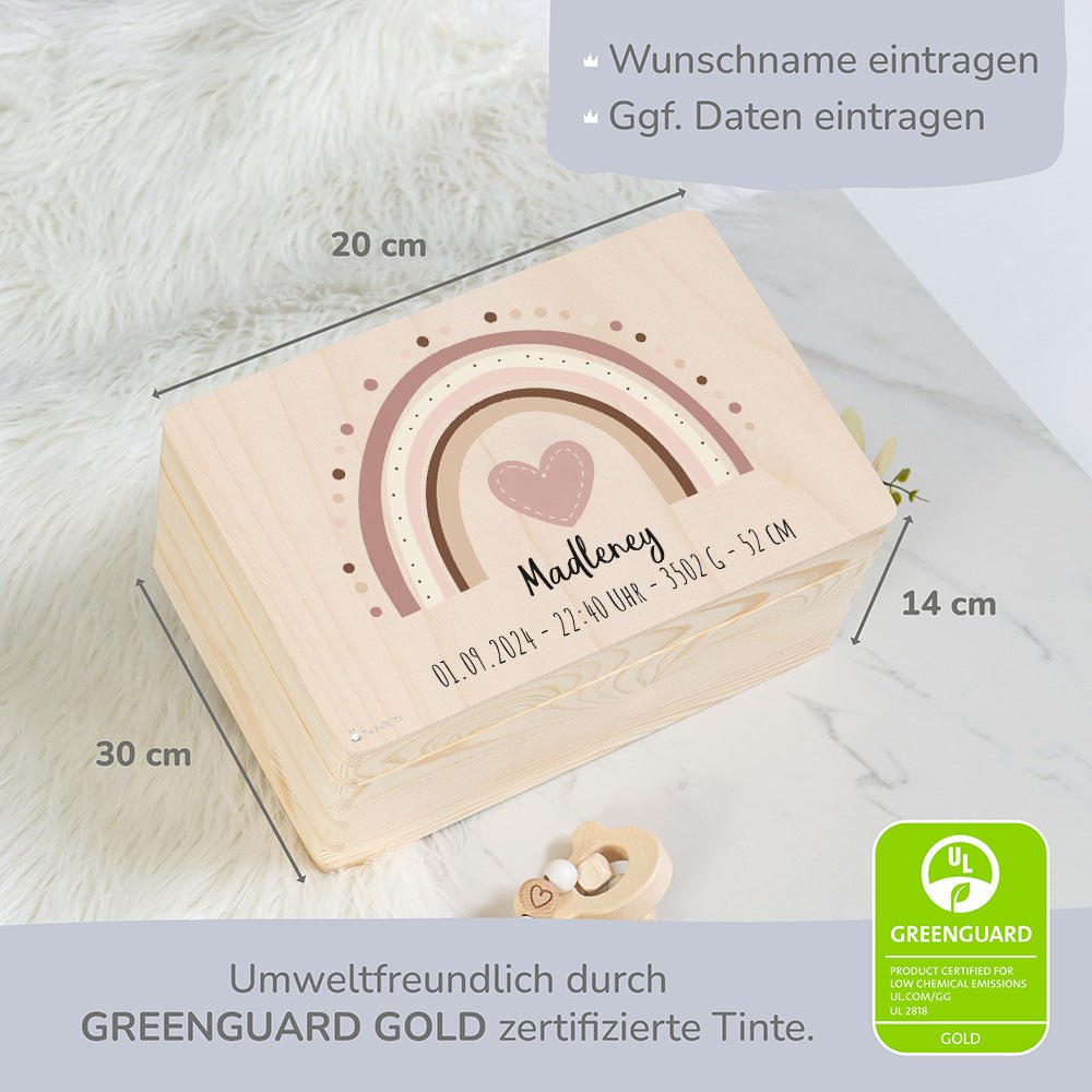 Erinnerungsbox Baby - Regenbogen rosa