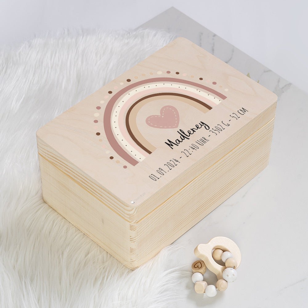 Erinnerungsbox Baby - Regenbogen rosa