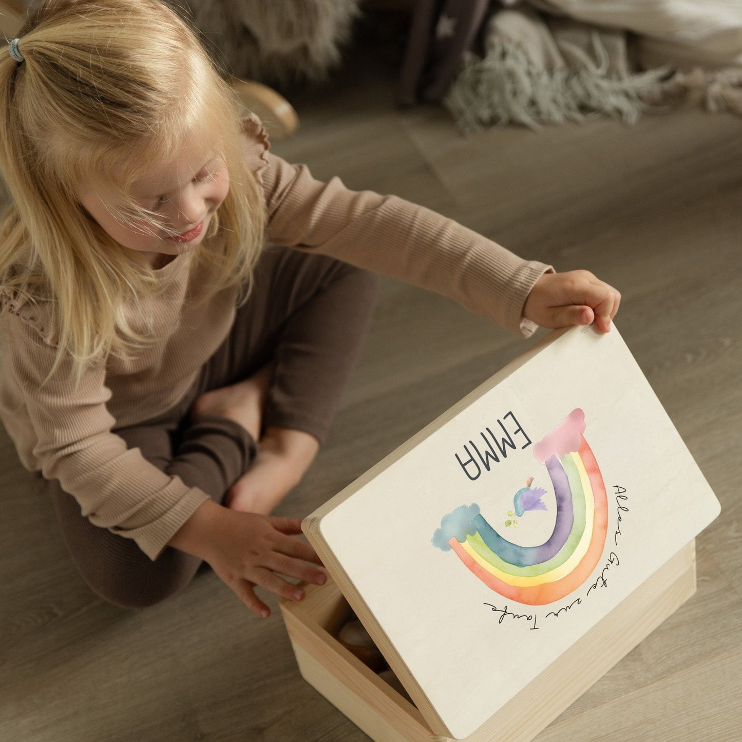 Erinnerungskiste Taufe Motiv Regenbogen