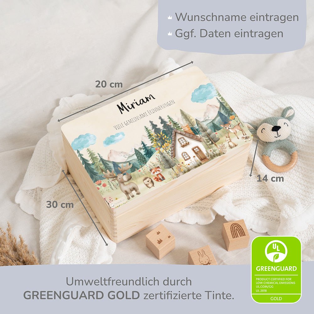Erinnerungsbox Waldfreunde Haus mit Wunschtext