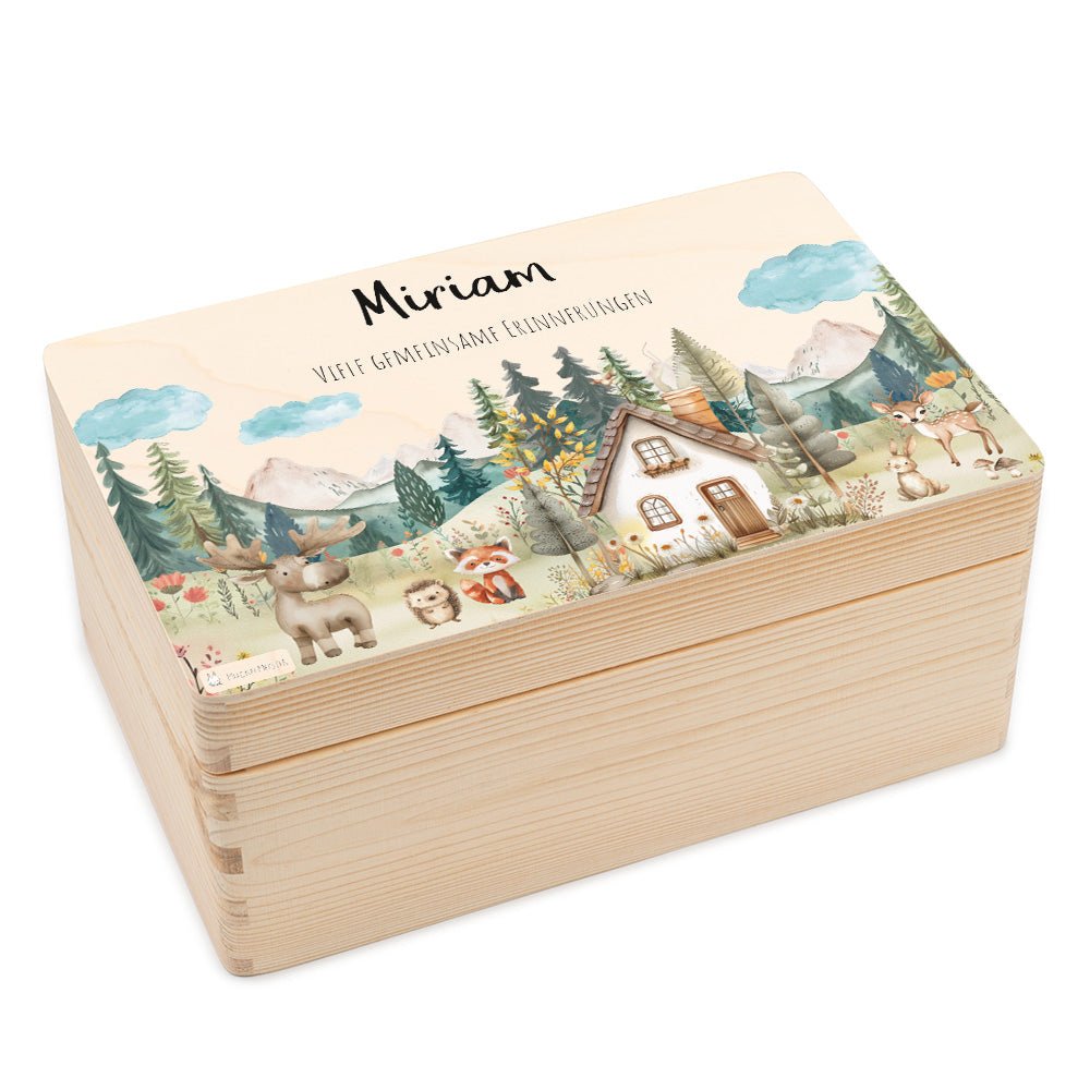 Erinnerungsbox Waldfreunde Haus mit Wunschtext