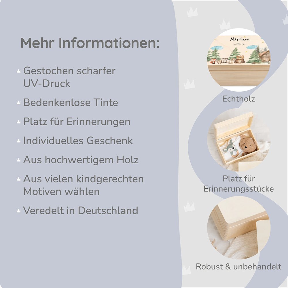 Erinnerungskiste Waldfreunde Hütte mit Wunschtext