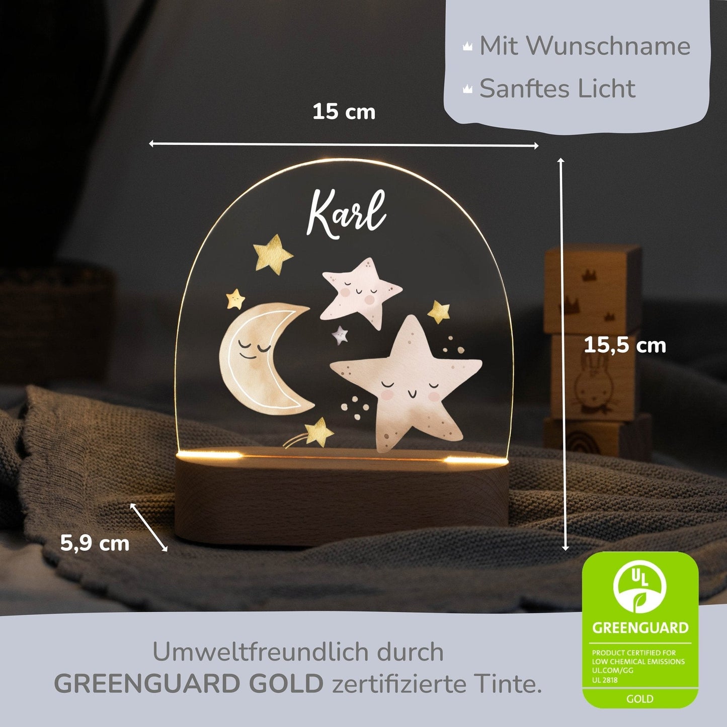 LED Nachtlicht Kinder personalisiert - Sterne