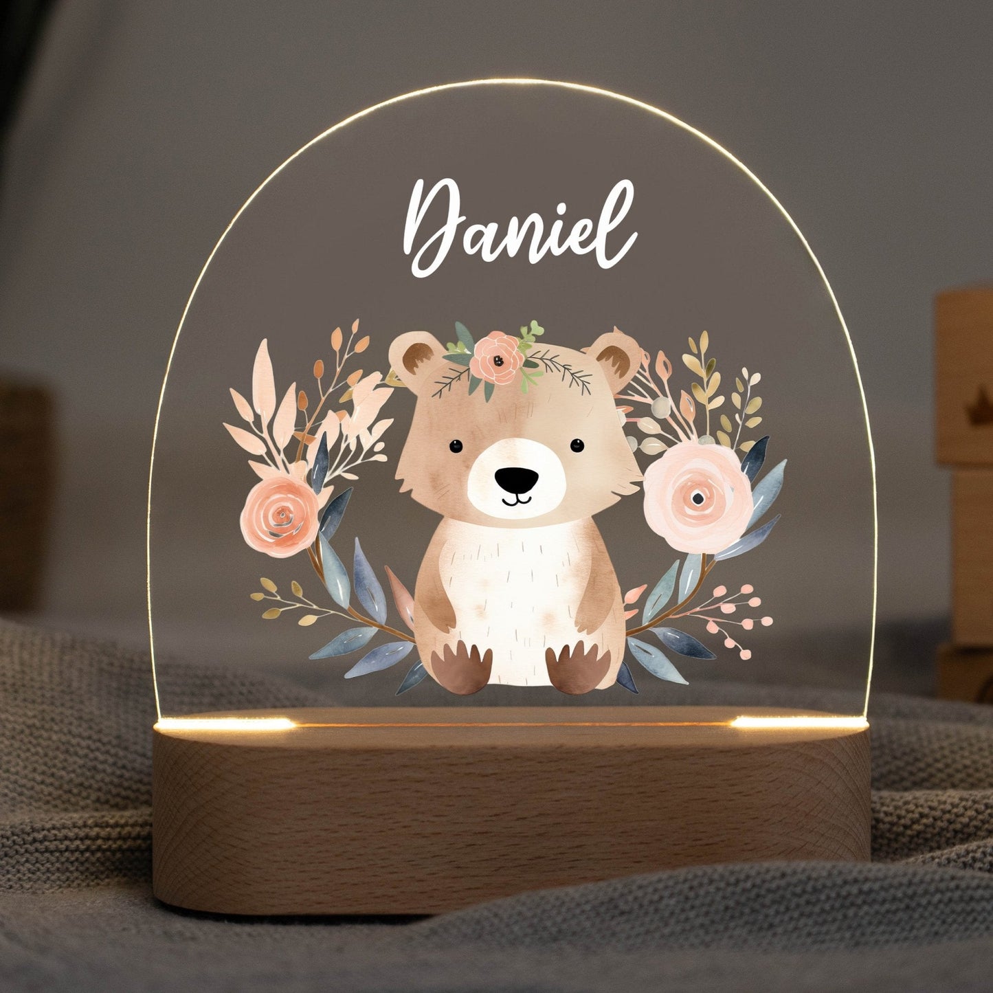 LED Nachtlicht Kinder personalisiert - Boho-Bärchen