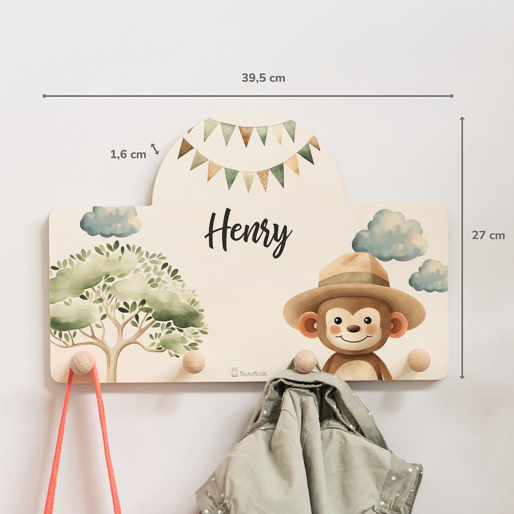 Kindergarderobe Personalisiert - Affe