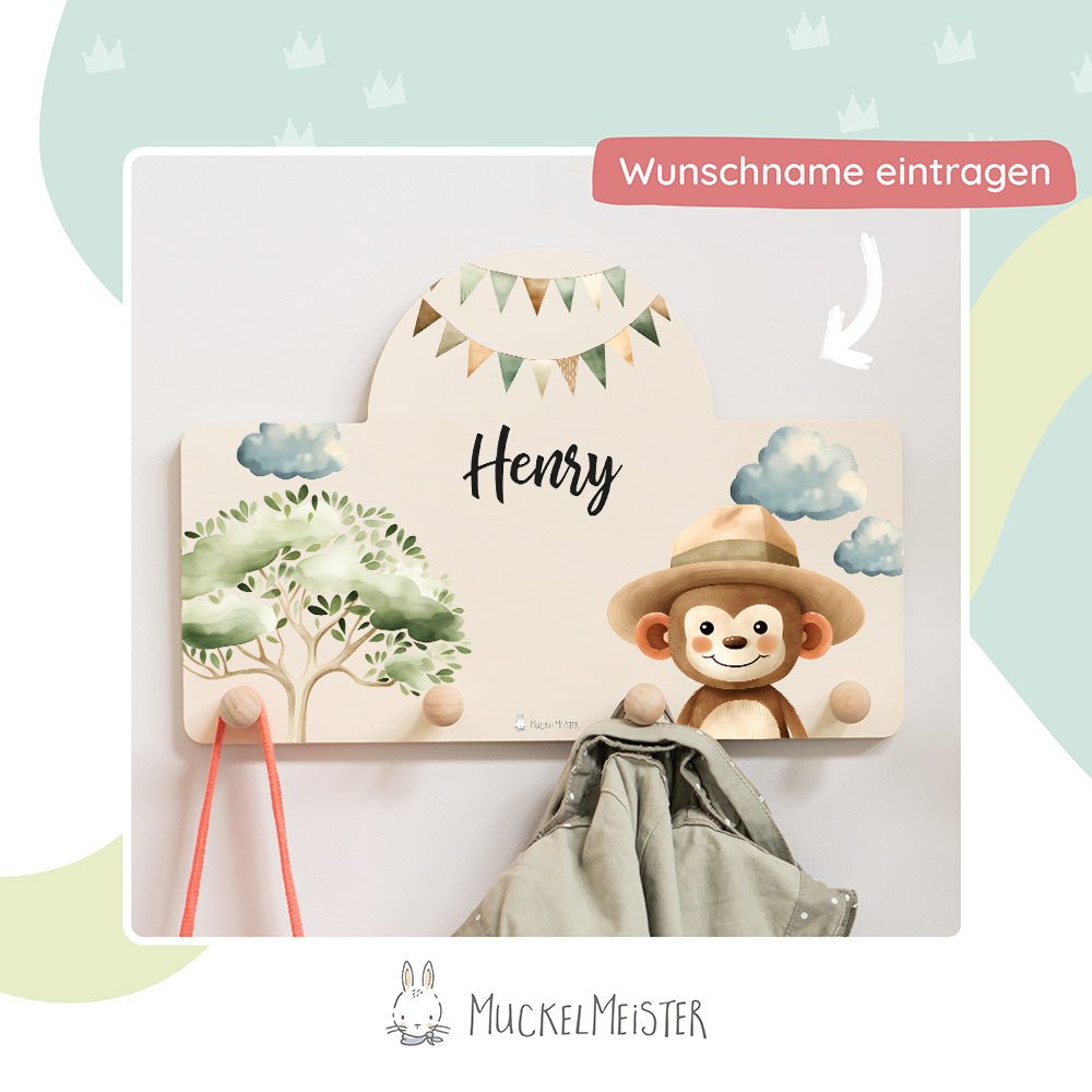 Kindergarderobe Personalisiert - Affe