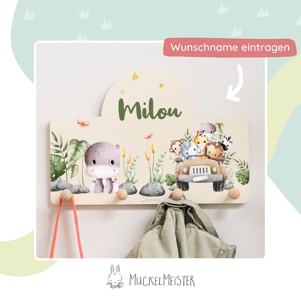 Kindergarderobe Personalisiert - Baby Safari