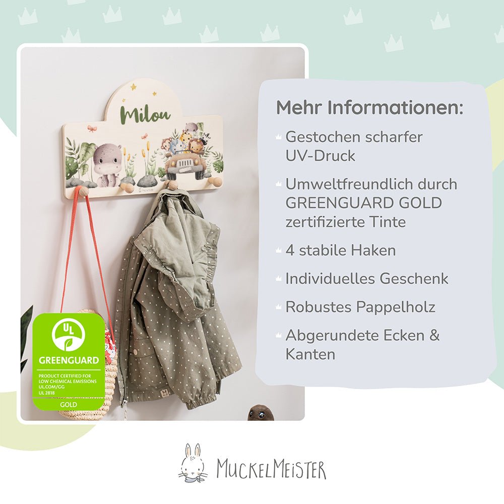 Kindergarderobe Personalisiert - Baby Safari