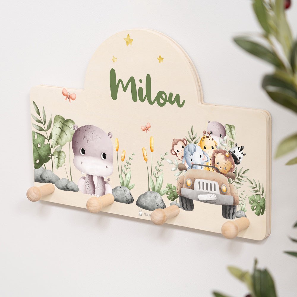 Kindergarderobe Personalisiert - Baby Safari