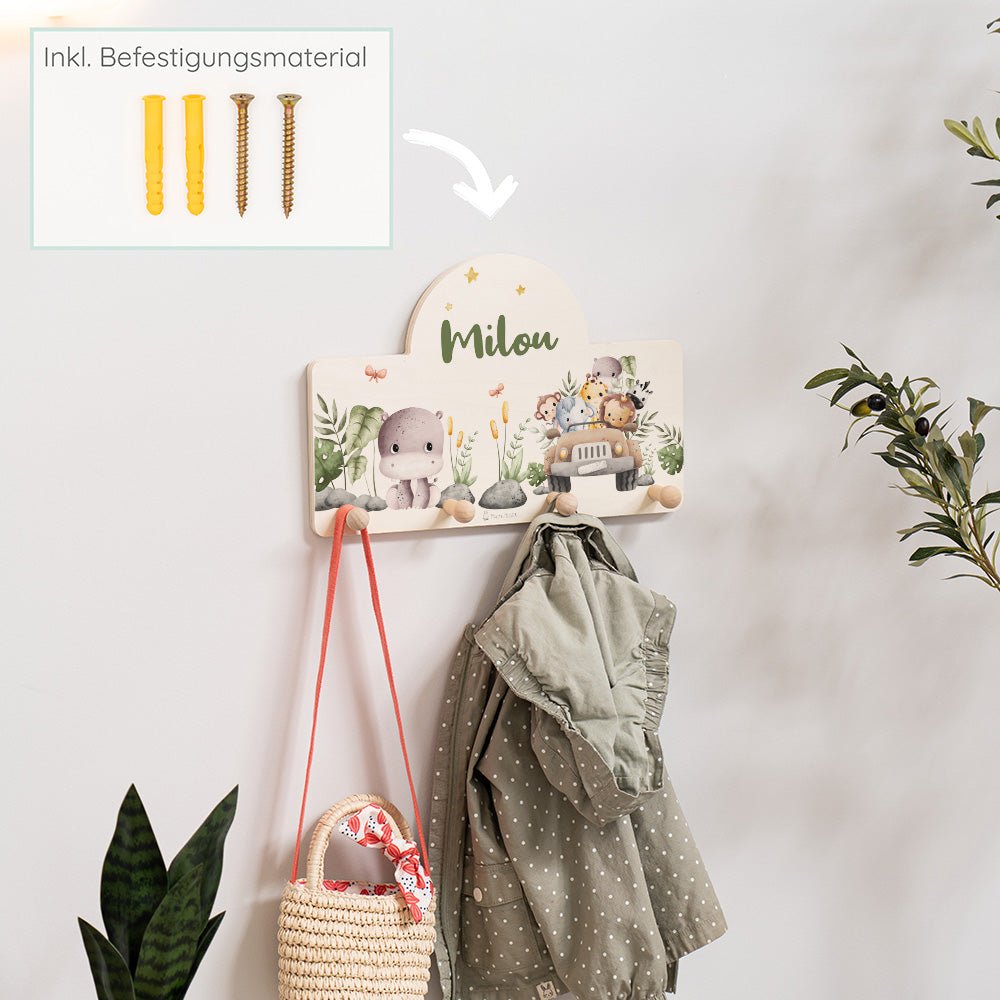 Kindergarderobe Personalisiert - Baby Safari