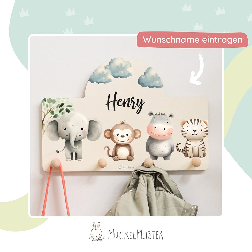 Kindergarderobe Personalisiert - Safari