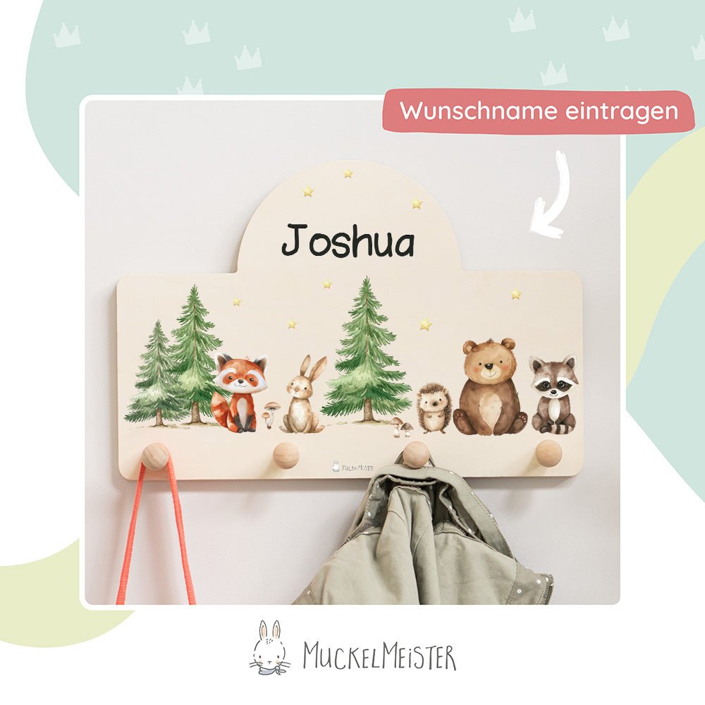 Kindergarderobe Personalisiert - Waldtiere