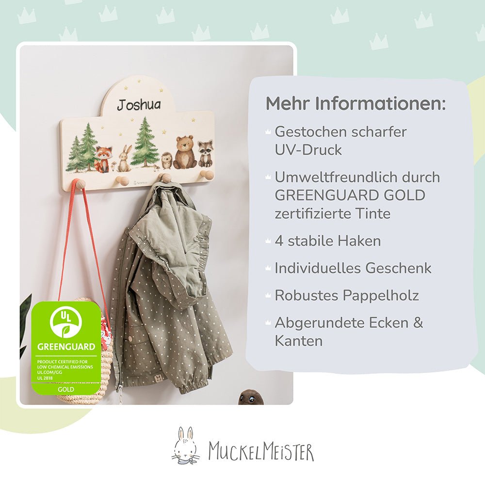 Kindergarderobe Personalisiert - Waldtiere