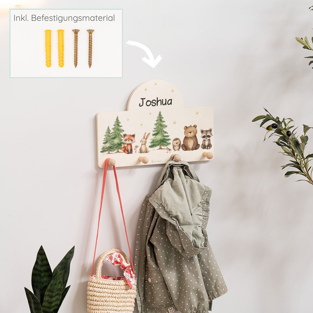 Kindergarderobe Personalisiert - Waldtiere