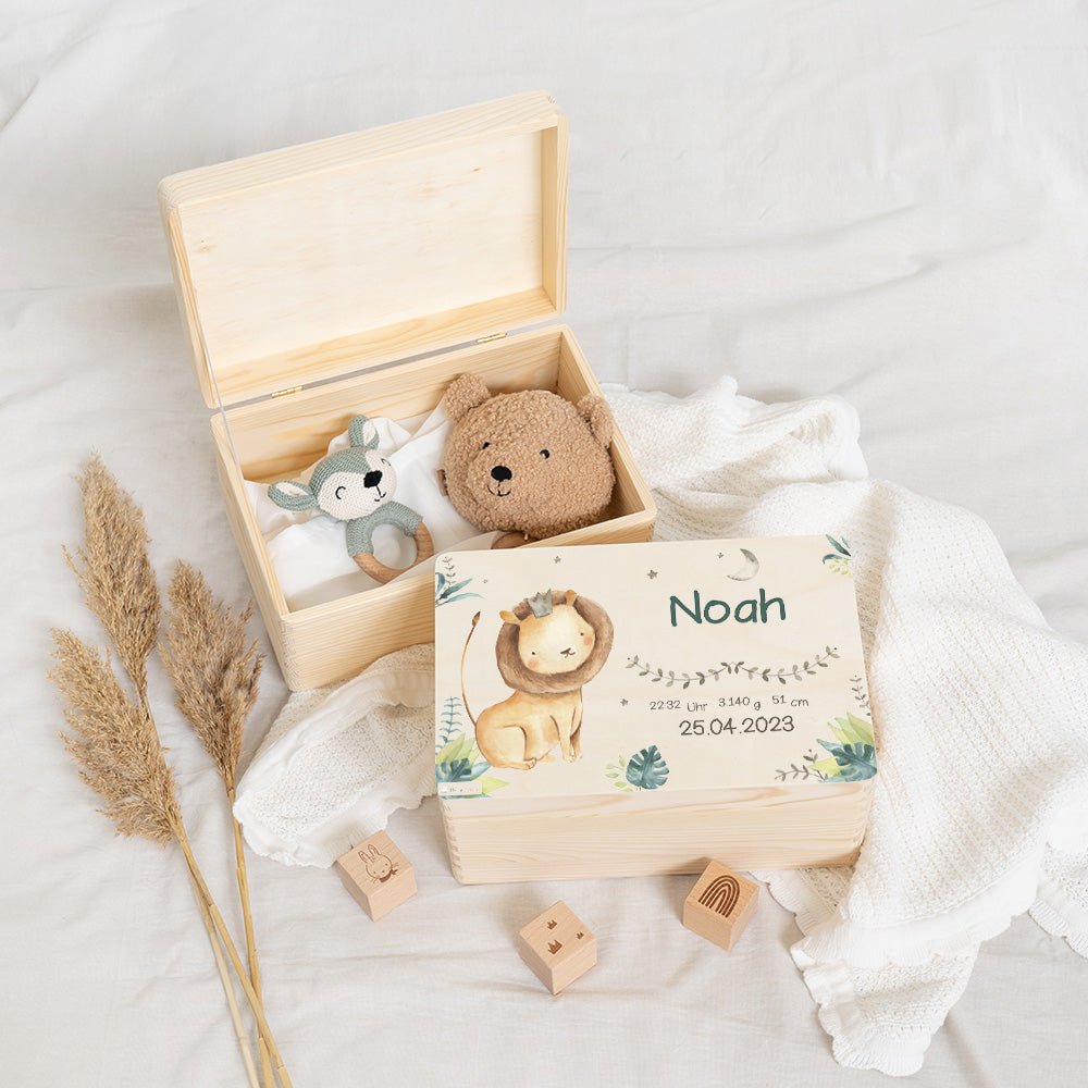 Erinnerungsbox Baby Löwe Geburt