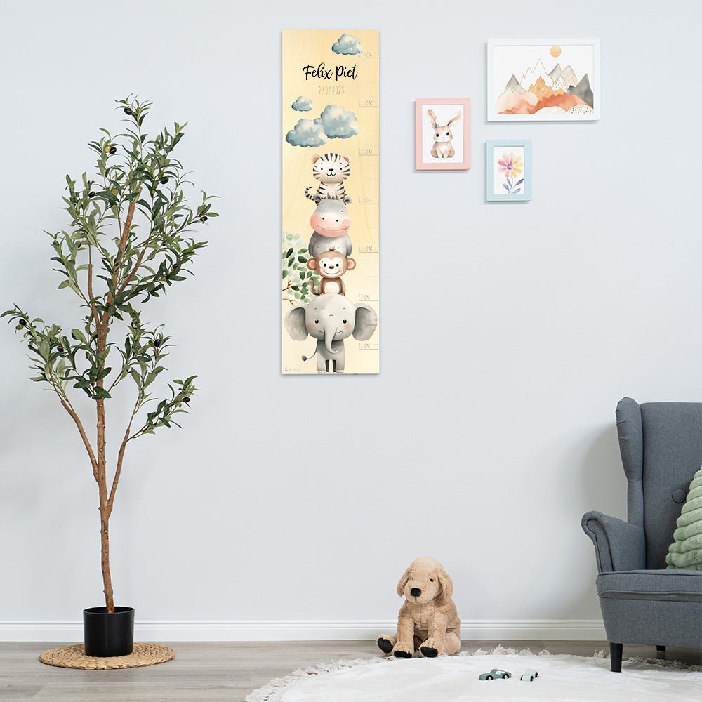 Kinder Messlatte Tiermotive