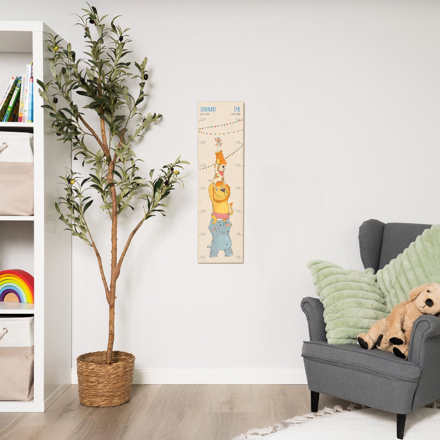 Messlatte Kinder Holz - "Geschwister Kuschelbande"