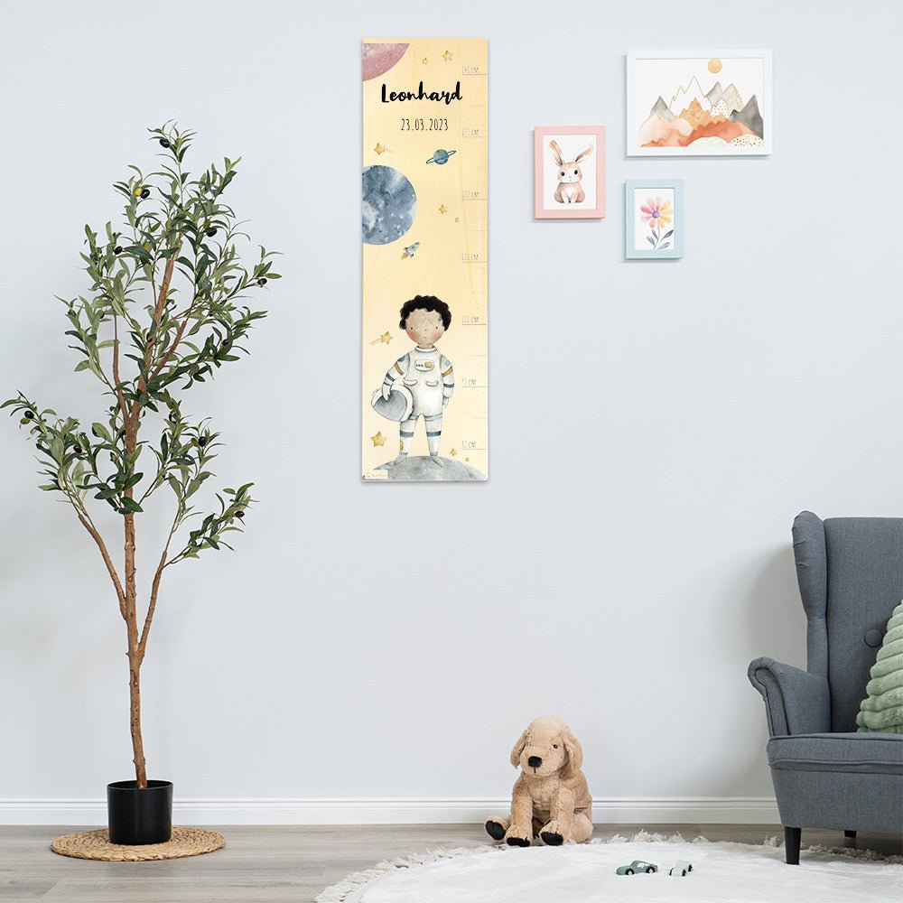 Messlatte Kinder Holz Motiv Astronaut