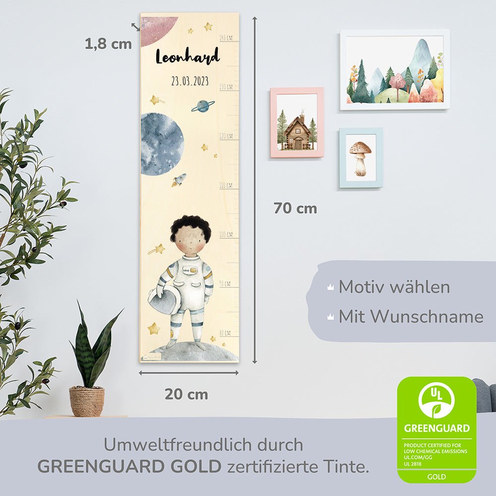Messlatte Kinder Holz Motiv Astronaut