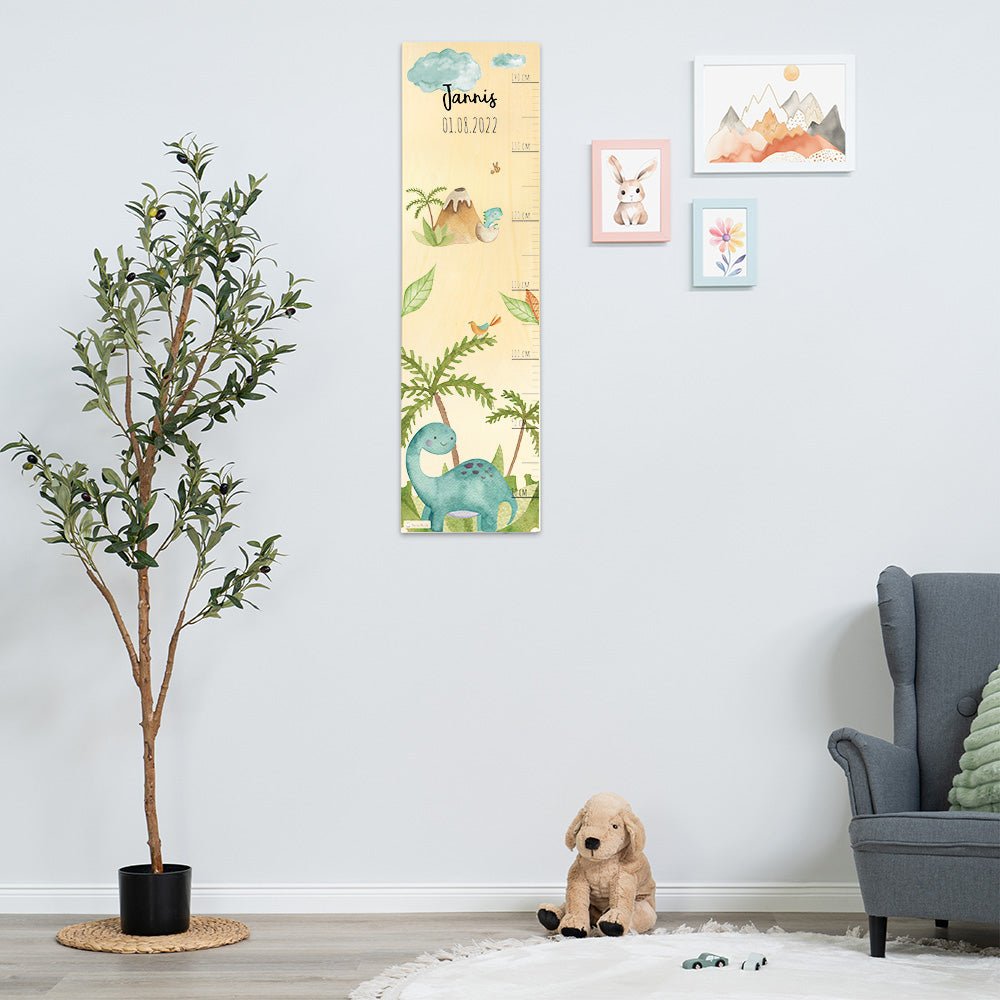 Messlatte Kinder Holz Motiv Dino
