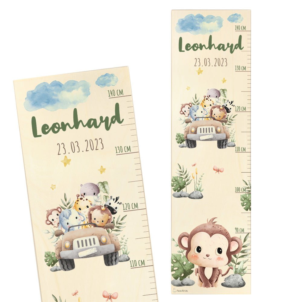 Messlatte Kinder Holz Safari Motive