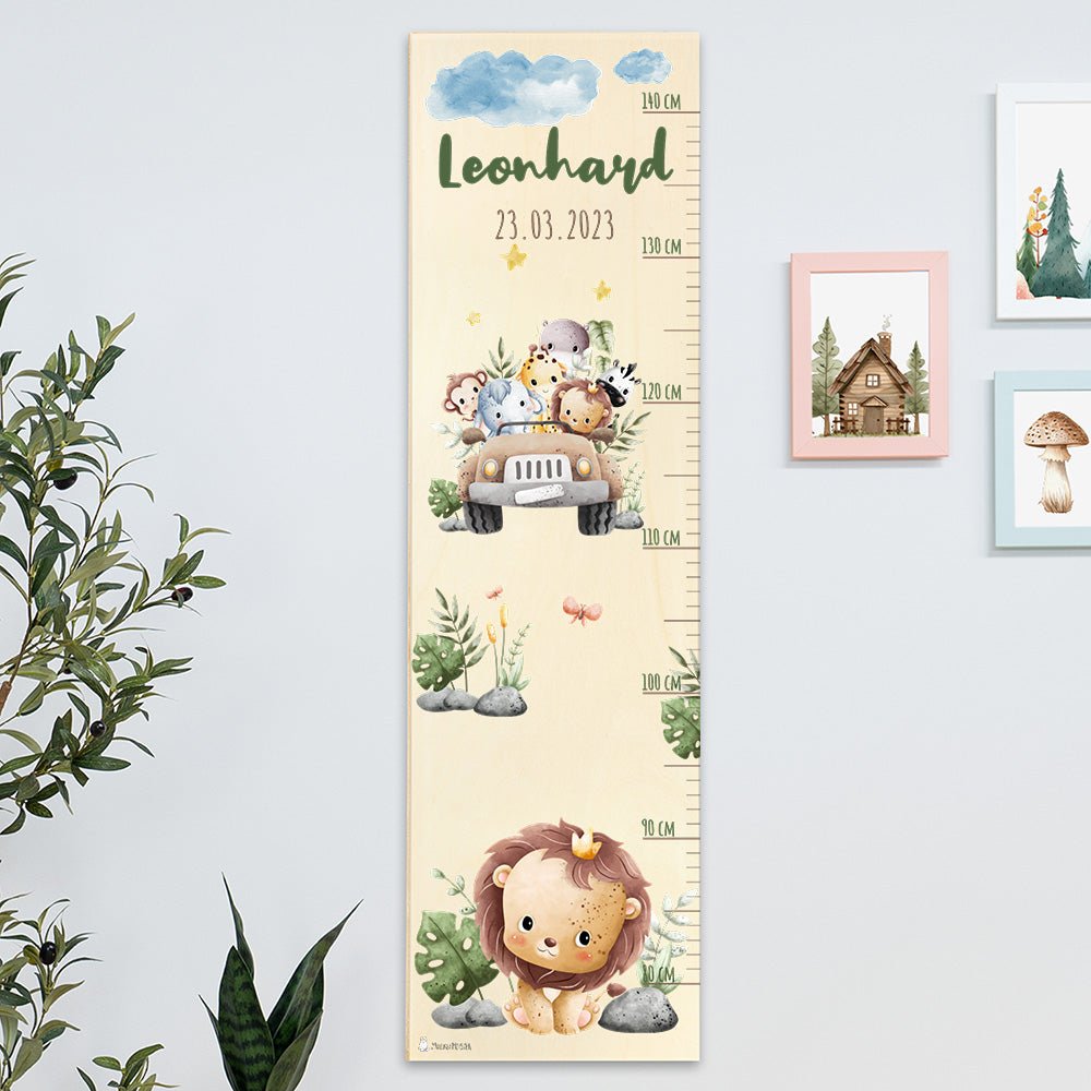 Messlatte Kinder Holz Safari Motive
